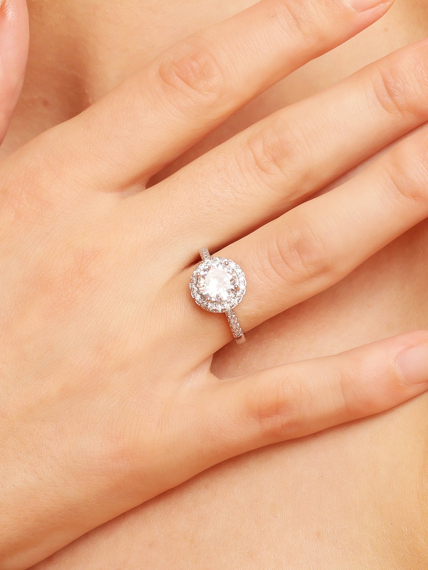 Halo Elegance Solitaire Ring