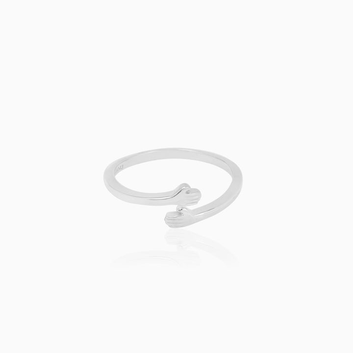 Silver Love Hugging Hand Ring